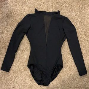 High Neck Black Leotard - M